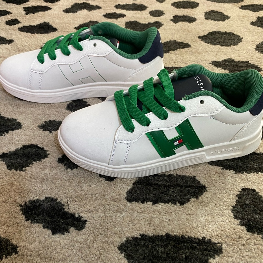 Tommy Hilfiger - white/ green sneaker - size 2y little boy